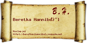 Beretka Hannibál névjegykártya